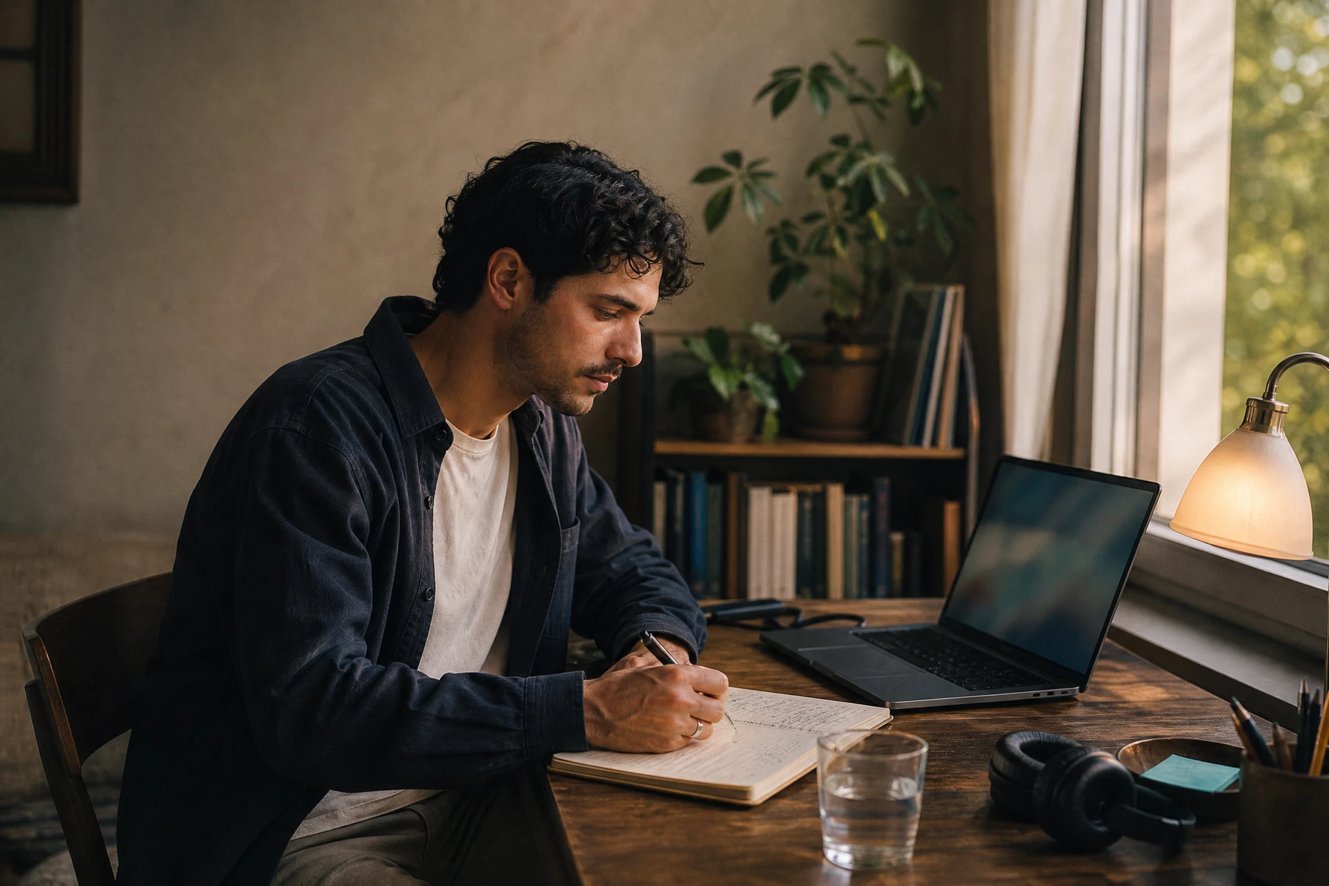 A young adult coach preparing a quiet private space for a remote video session